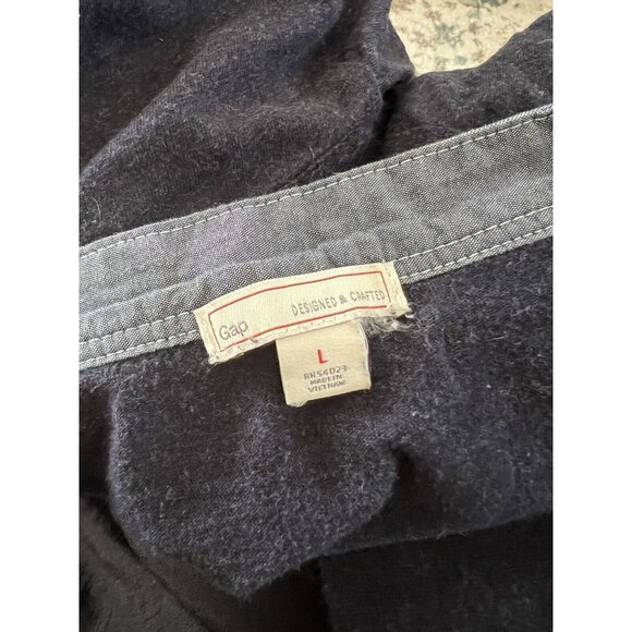 Gap Womens Button-Up Two-Tone Navy & Chambray Shirt With 3/4 Sleeves Size L - Picture 5 of 5